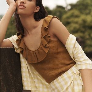 Madewell wakeford ruffle knit sweater tank top